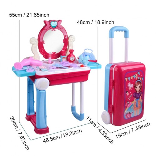 Kids Kitchen Set - Kitchen Set for Kids Girls Big Cooking Set Light and Sound Portable Trolley Pretend Play Toys Battery Operated ( Pink-C )