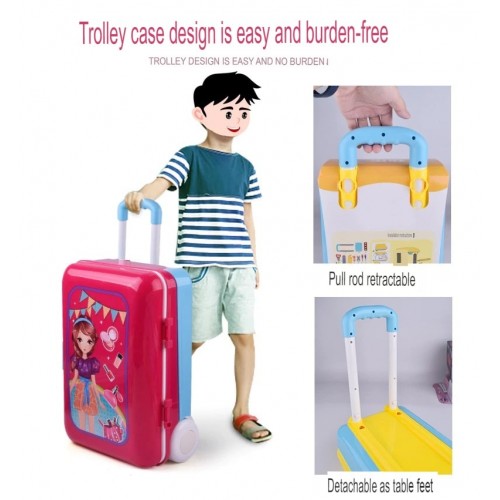 Kids Beauty Make Up Set - Beauty Makeup Toy set for Girls Make up with Pull Along Briefcase cum trolley - Play Make Up Set For Kids 