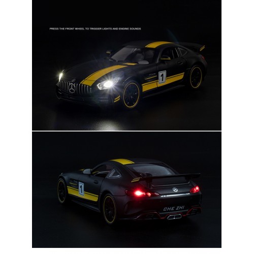 Ontek 1:24 Diecasting Alloy Car Model Benz AMG GTR Toy Car, Pull Back Vehicles Toy Car for Toddlers Kids Boys Girls Gift Black