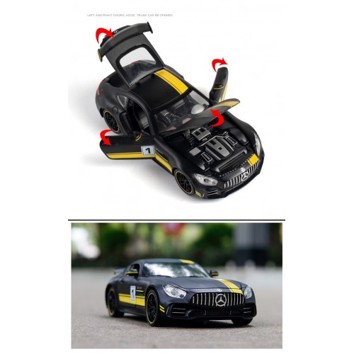 Ontek 1:24 Diecasting Alloy Car Model Benz AMG GTR Toy Car, Pull Back Vehicles Toy Car for Toddlers Kids Boys Girls Gift Black