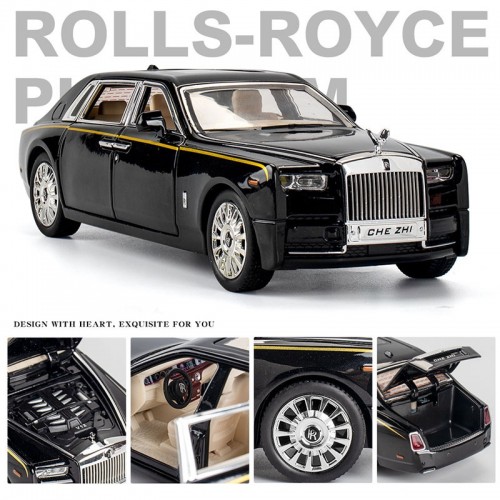 Ontek 1:24 Diecasting Alloy Car Model Rolls Royce Phantom Toy Car, Pull Back Vehicles Toy Car for Toddlers Kids Boys Girls Gift Black