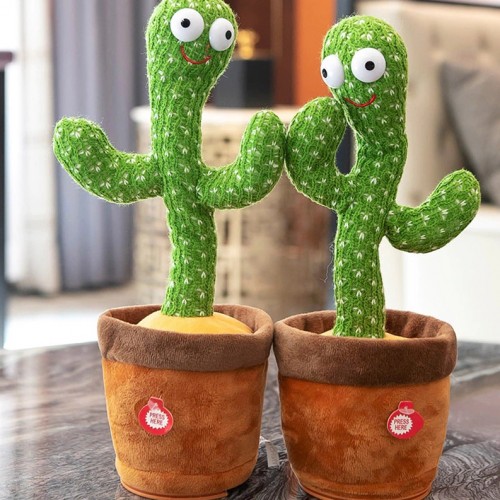 Dancing Cactus Toy Song Singing,Talking,Record & Repeating What You say Electric Cactus, Wiggle Mimicking Cactus Plush Toy, LED Light for Home Decor & Babies Interaction-TikTalk Cactus Toy