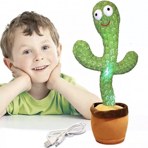 Dancing Cactus Toy Song Singing,Talking,Record & Repeating What You say Electric Cactus, Wiggle Mimicking Cactus Plush Toy, LED Light for Home Decor & Babies Interaction-TikTalk Cactus Toy