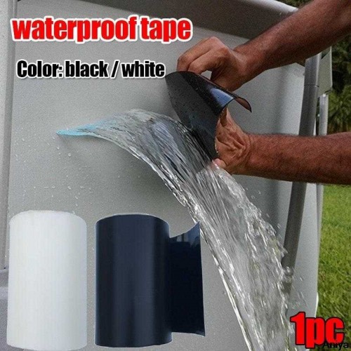 Ontek rubberized waterproof flex instantly stops leaks sealer tape (4 inch x 5 feet, black) (flex tape)