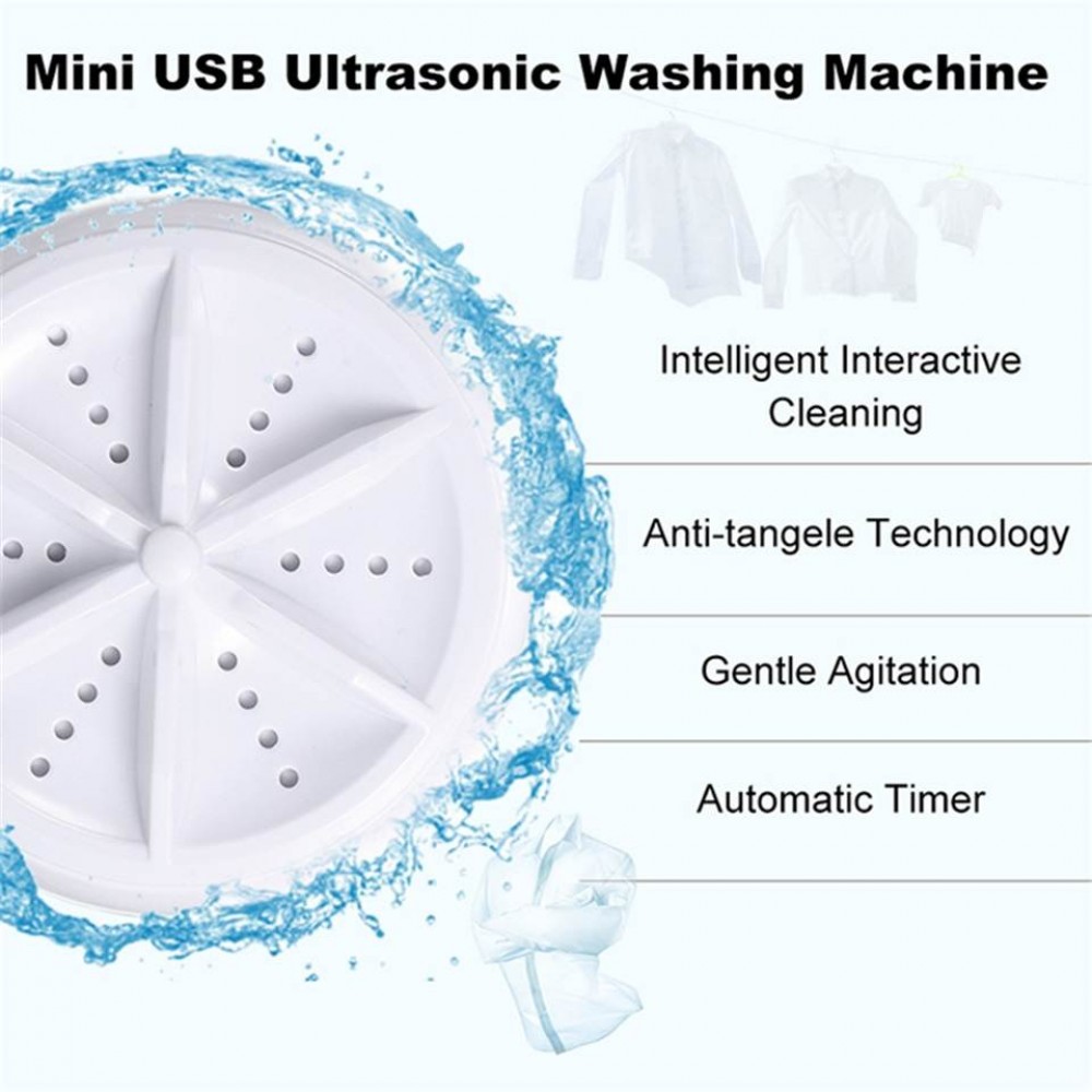 Mini Washing Machine Turbine Washing Machine Washing Machine Door Hinge Ultrasonic Lightweight Turbo Washer with USB Cable - for Home Camping Dorms Business College Rooms.