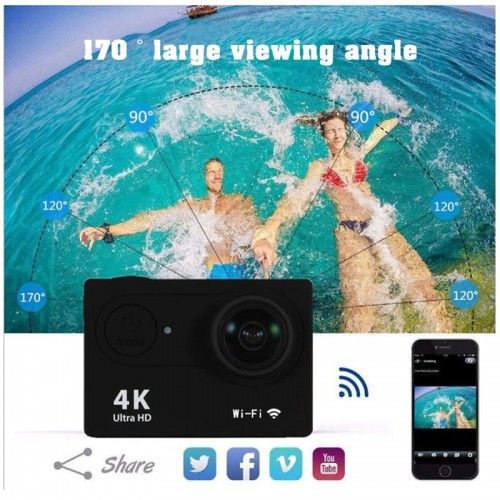 4K Ultra HD Mini Action Camera 2.0inch Screen WiFi Remote Control Underwater Waterproof Helmet Video Recording Cameras Sport Cam