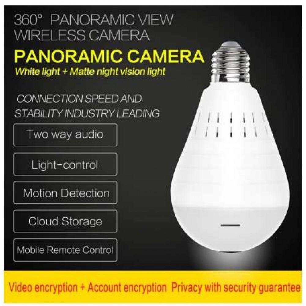 Wifi Panoramic 360 degree Camera Wireless IP LED Light Bulb Mini Camera 1.3MP 3D VR 960P Bulb WIFI Camera CCTV