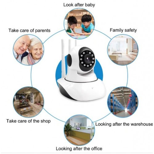 V380 Wifi Cctv Camera , Wireless 2 way Intercom, 1080P, 360 Rotate - White