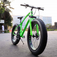 Keyobike KM002 26T Fat Tyre Mountain Jaguar Cycle 21 Speed Gears Shimano For Adults Steel Body (Green)