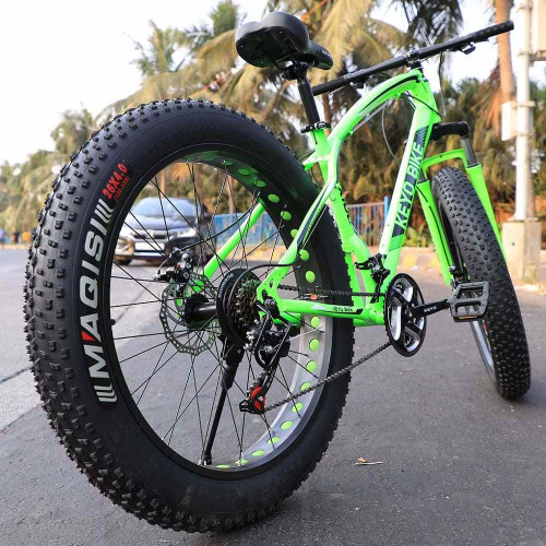 Keyobike KM002 26T Fat Tyre Mountain Jaguar Cycle 21 Speed Gears Shimano For Adults Steel Body (Green)