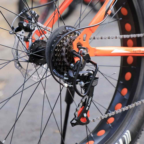 Keyobike KM002 26T Fat Tyre Mountain Jaguar Cycle 21 Speed Gears Shimano For Adults Steel Body (Orange)