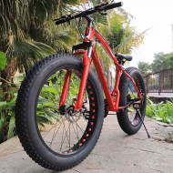 Keyobike KM002 26T Fat Tyre Mountain Jaguar Cycle 21 Speed Gears Shimano For Adults Steel Body (Red)