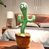 Dancing Cactus Toy Song Singing,Talking,Record & Repeating What You say Electric Cactus, Wiggle Mimicking Cactus Plush Toy, LED Light for Home Decor & Babies Interaction-TikTalk Cactus Toy