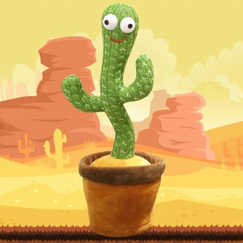 Dancing Cactus Toy Song Singing,Talking,Record & Repeating What You say Electric Cactus, Wiggle Mimicking Cactus Plush Toy, LED Light for Home Decor & Babies Interaction-TikTalk Cactus Toy