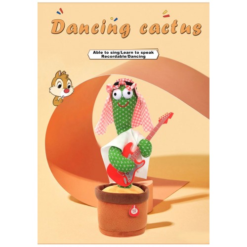 Dancing Cactus Toy Song Singing,Talking,Record & Repeating What You say Electric Cactus, Wiggle Mimicking Cactus Plush Toy, LED Light for Home Decor & Babies Interaction-TikTalk Cactus Toy