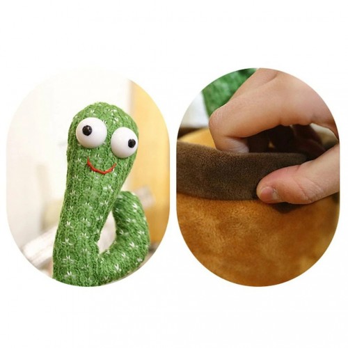 Dancing Cactus Toy Song Singing,Talking,Record & Repeating What You say Electric Cactus, Wiggle Mimicking Cactus Plush Toy, LED Light for Home Decor & Babies Interaction-TikTalk Cactus Toy