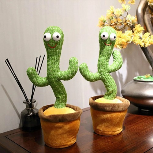 Dancing Cactus Toy Song Singing,Talking,Record & Repeating What You say Electric Cactus, Wiggle Mimicking Cactus Plush Toy, LED Light for Home Decor & Babies Interaction-TikTalk Cactus Toy