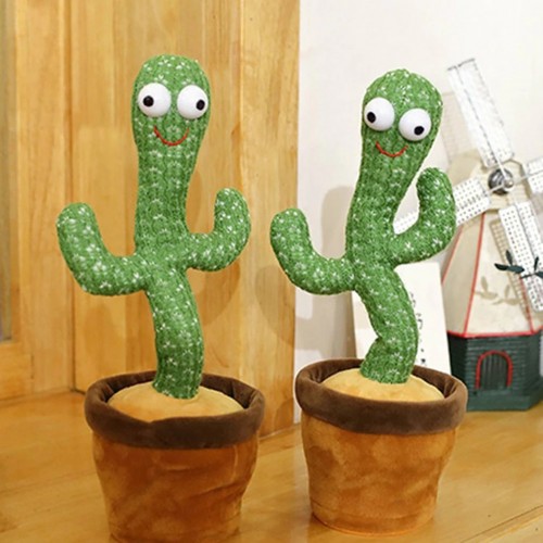 Dancing Cactus Toy Song Singing,Talking,Record & Repeating What You say Electric Cactus, Wiggle Mimicking Cactus Plush Toy, LED Light for Home Decor & Babies Interaction-TikTalk Cactus Toy