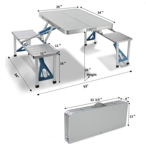 Picnic Table Folding 4 Seater Aluminium Portable Waterproof For Camping