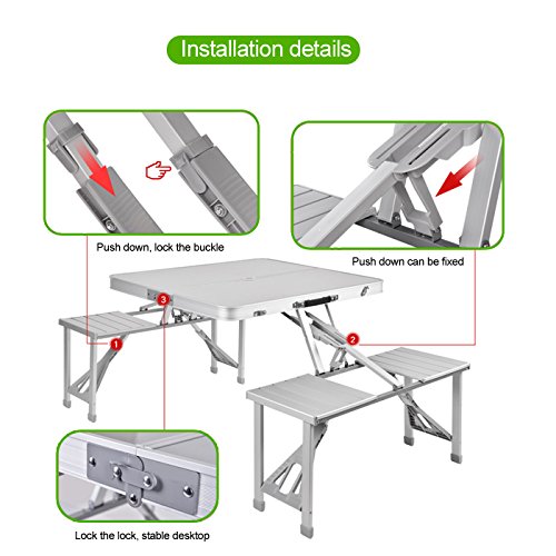 Picnic Table Folding 4 Seater Aluminium Portable Waterproof For Camping