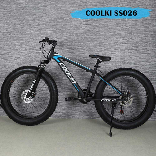  Coolki SS026 4inch Fat Tyre Cycle 26T Shimano Multi Speed Gears In Steel Body Suitable For 5.6 To 5.9 height (Black Blue)