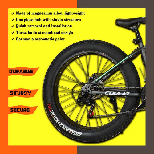  Coolki SS026 4inch Fat Tyre Cycle 26T Shimano Multi Speed Gears In Steel Body Suitable For 5.6 To 5.9 height (Grey Green)