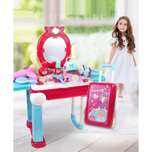 Ontek Playing Big Size Portable Suitcase Shape Musical Battery Operated Kitchen Set Toy for Kids and for Girls with Light and Accessories