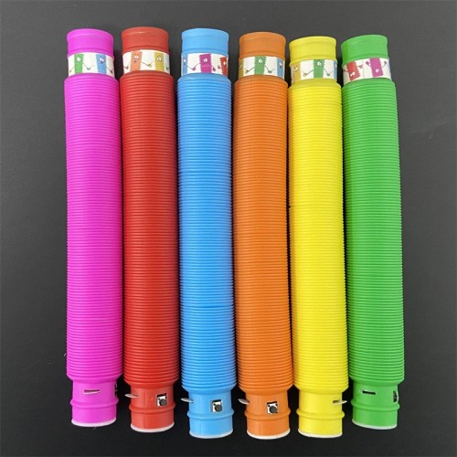 Flash Bellows Vent Decompression LED Light Water Pipe Squeeze Fidget Poptube Light-emitting Telescopic Tube Kid Toys